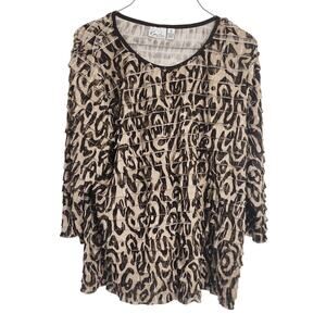 Kim Rogers Animal Print Top Womens Plus Size 1X